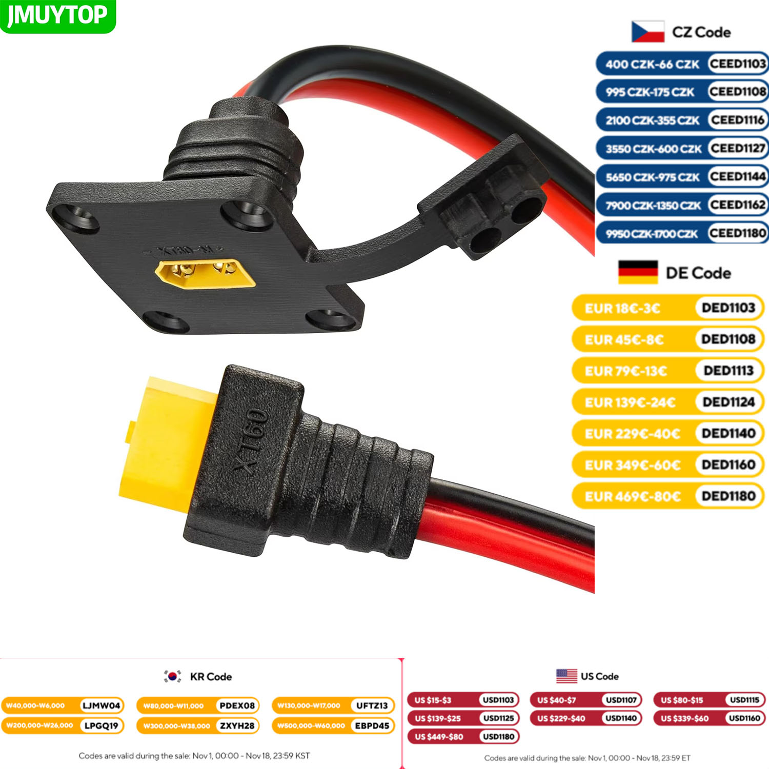 Fpv Drone Charger - Cable de Montaje en Panel JMUYTOP